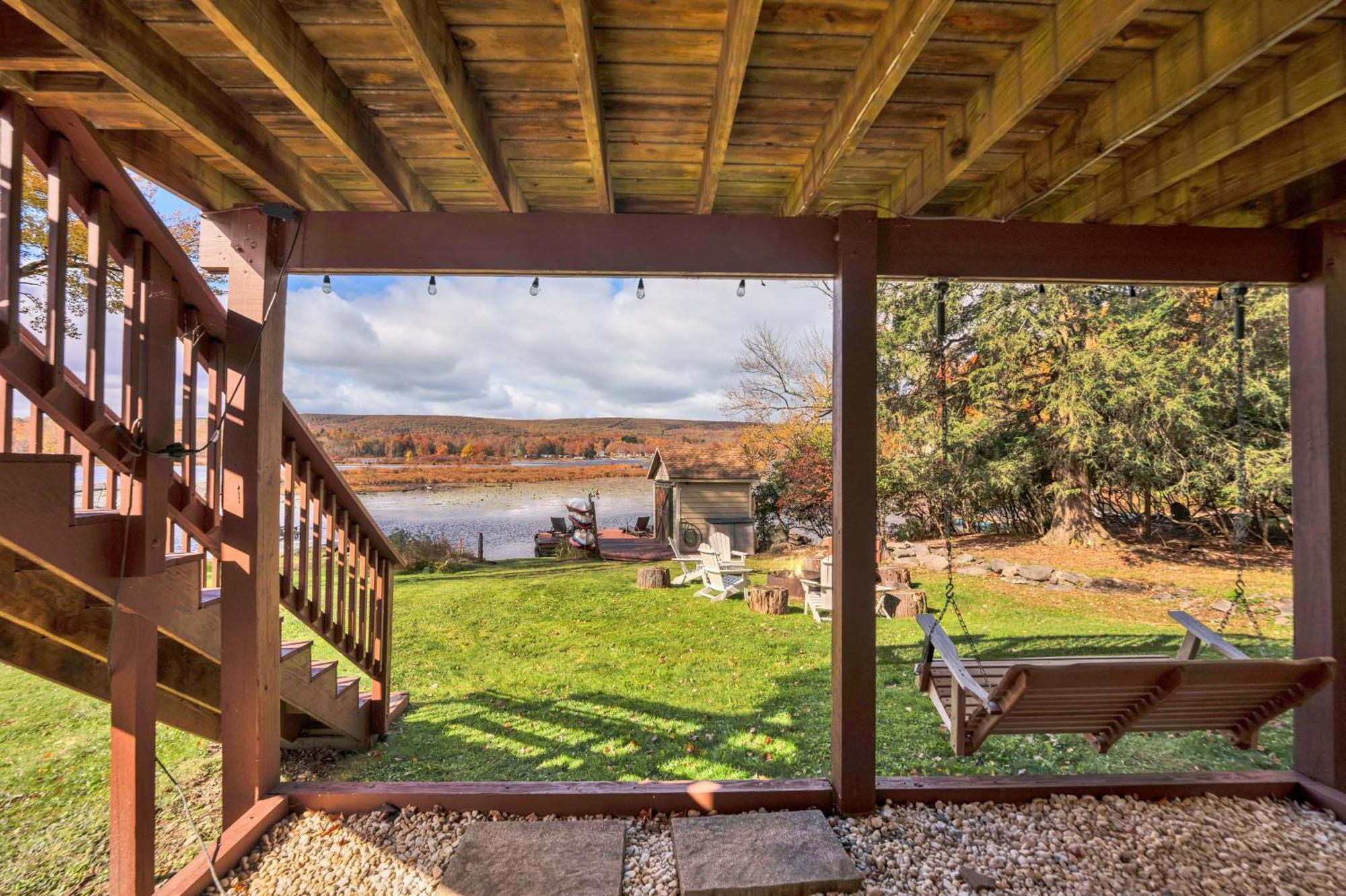 Lakefront A-Frame, Dock, Kayaks, Fire Place Lake Ariel Εξωτερικό φωτογραφία